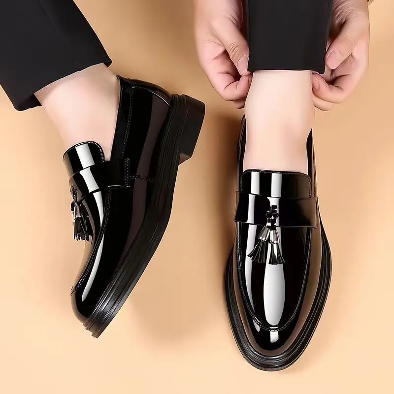 Young Men Formal Wear - 남성용 캐주얼 비즈니스 블랙 소셜 슈즈,