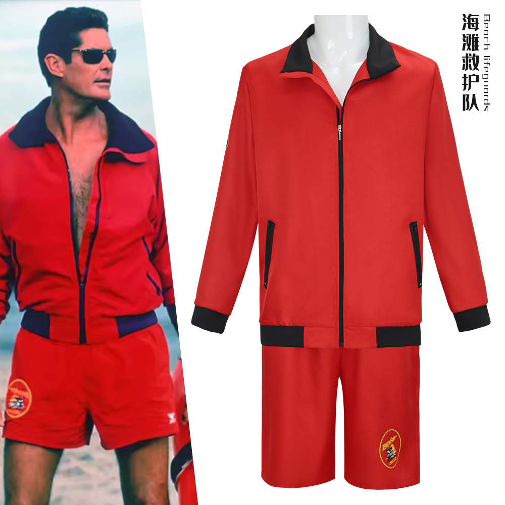 Men'S Formal Beach Wear - 베이워치 캐릭터 레드 수영복 재킷 반바지