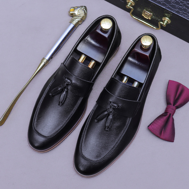 Men Formal Wear Dress - 남성 태슬 가죽 로퍼 투톤 버니쉬