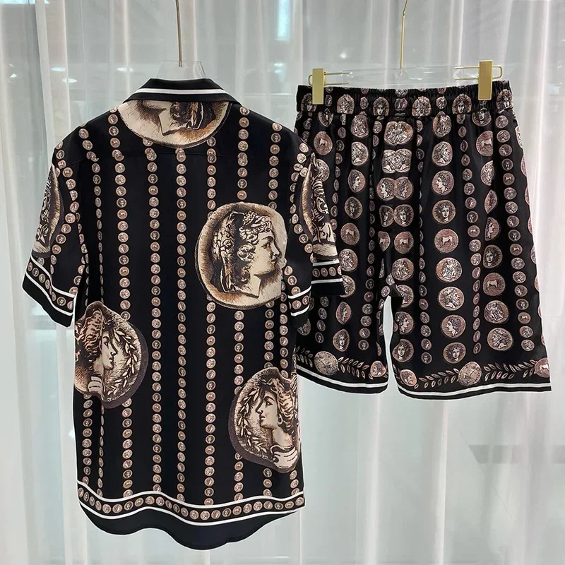 Men'S Formal Beach Wear - 로얄 럭셔리 남성 셔츠 세트 빈티지