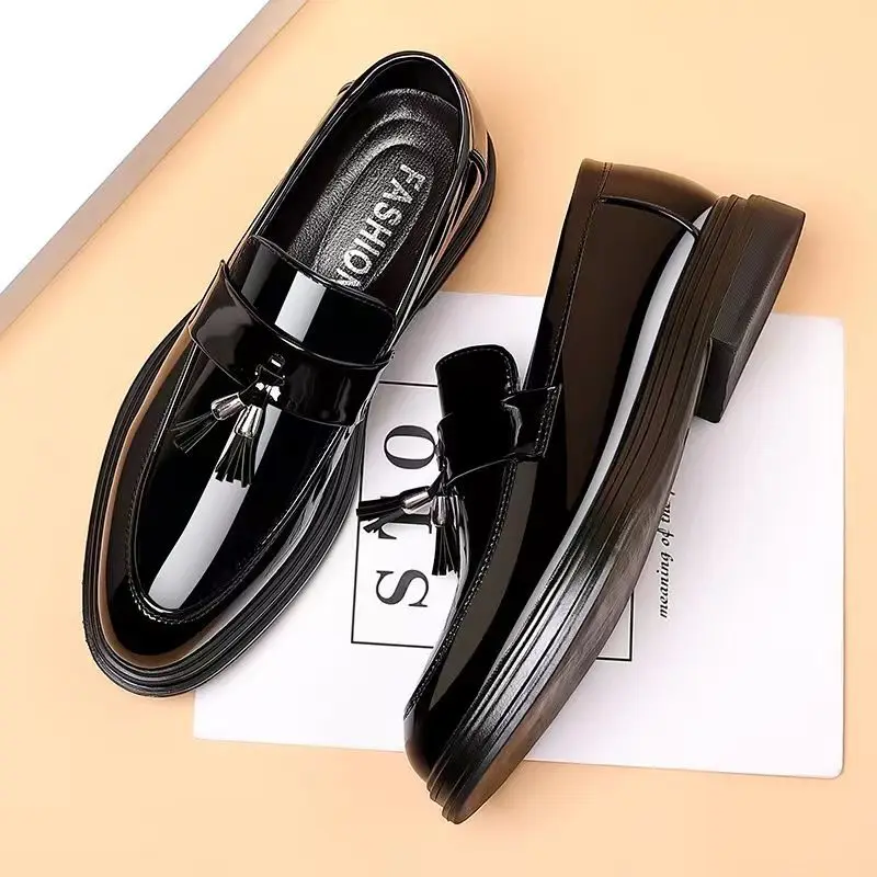 남성용 캐주얼 비즈니스 블랙 소셜 슈즈, 특허 가죽,  - Young Men Formal Wear 리뷰 및 가격