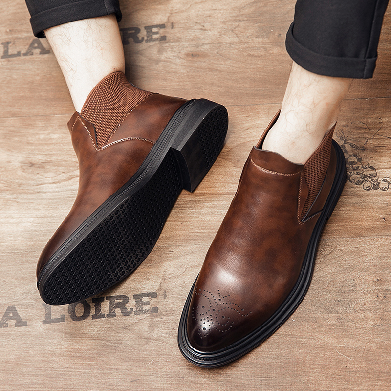 하이탑 가죽 신발은 남성용 브로그 레트로 영국 스타일  - Men'S Style Formal Wear 리뷰 및 가격
